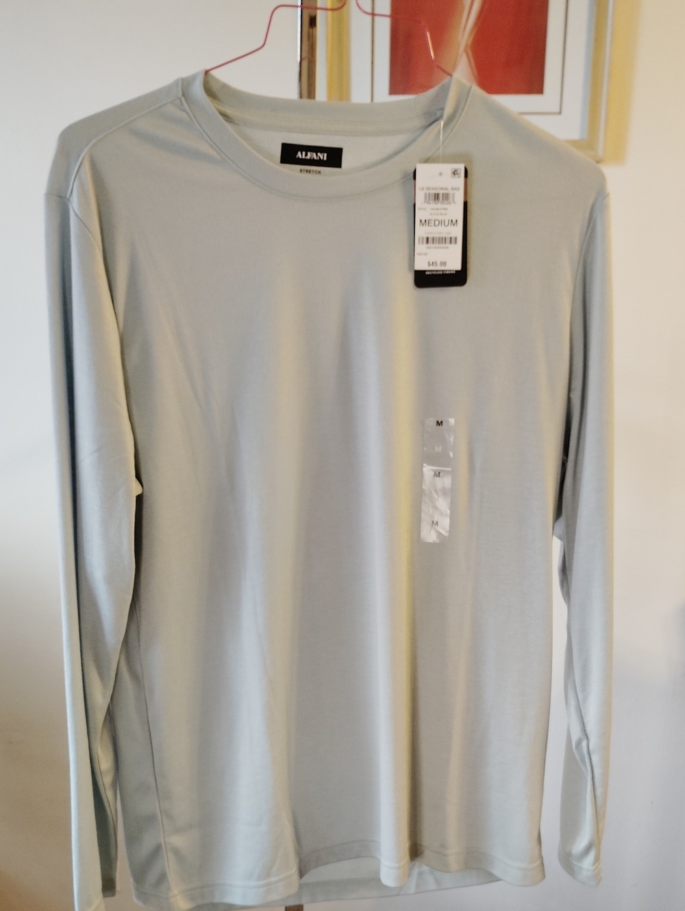 Alfani Men's Long-Sleeve Crew Neck Shirt - Light Gray